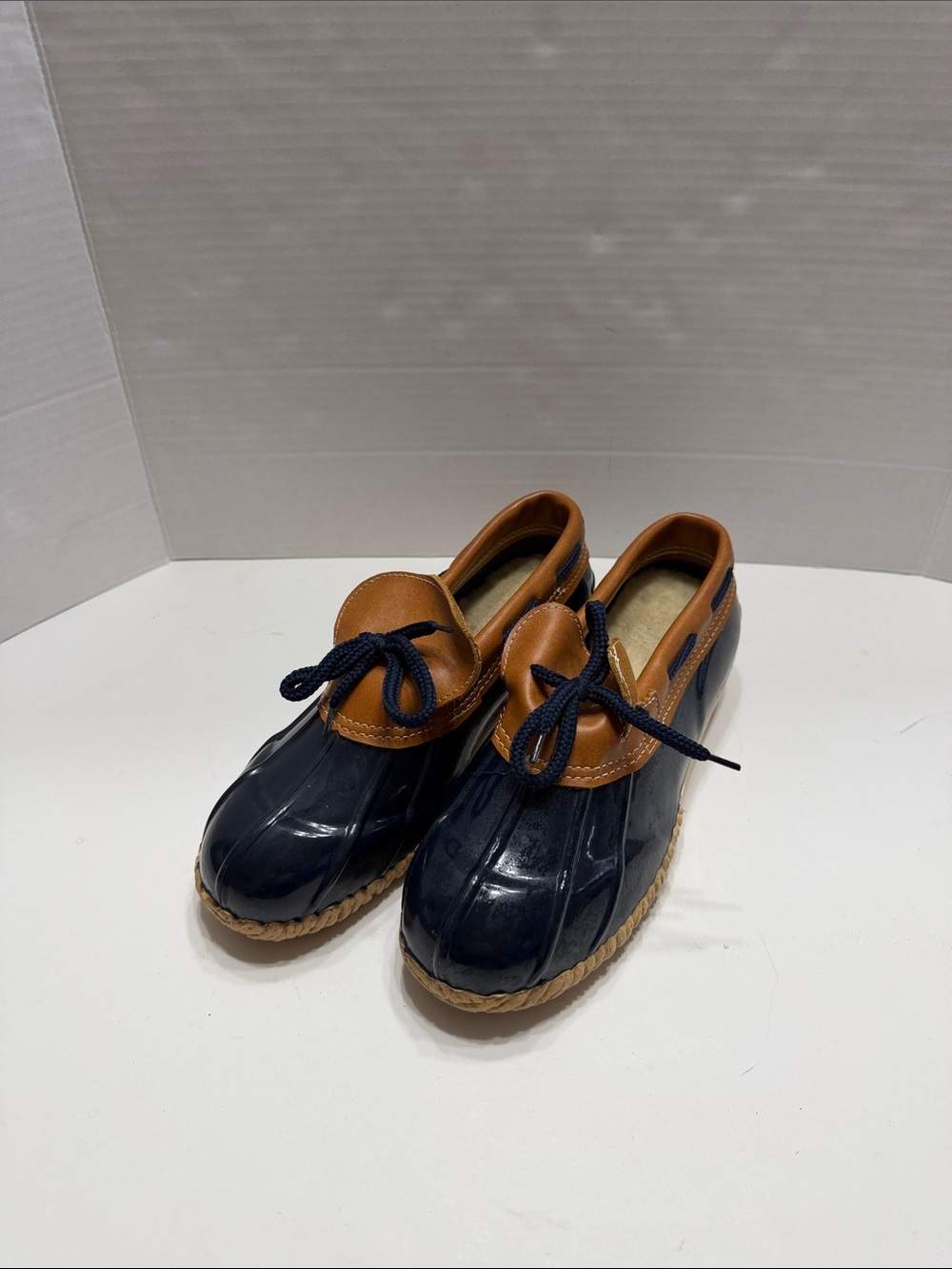 Women’s Navy and Tan Duck Loafers Made in Mexico